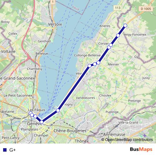 G+ bus Line Map