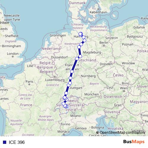 ICE 396 rail Line Map