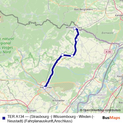 TER A134 bus Line Map