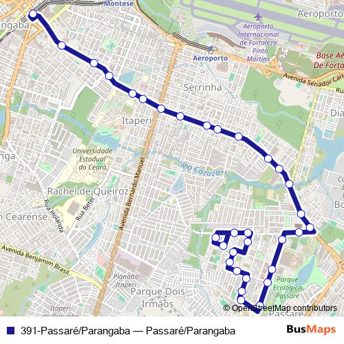 391-Passaré/Parangaba bus Line Map
