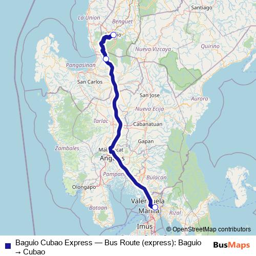 Baguio Cubao Express bus Line Map