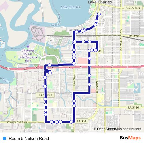 Route 5 Nelson Road bus Line Map
