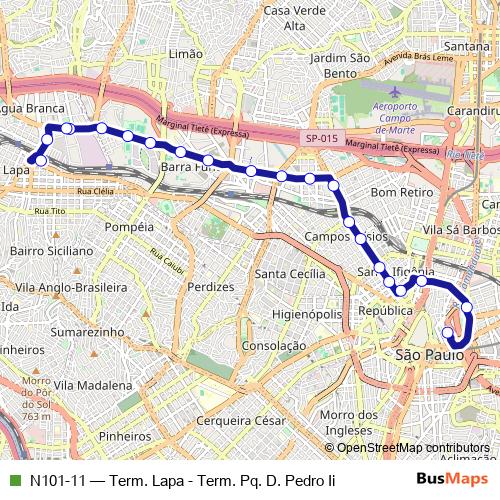 N101-11 bus Line Map