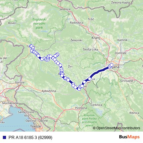 PR A18 6185 3 (62999) bus Line Map