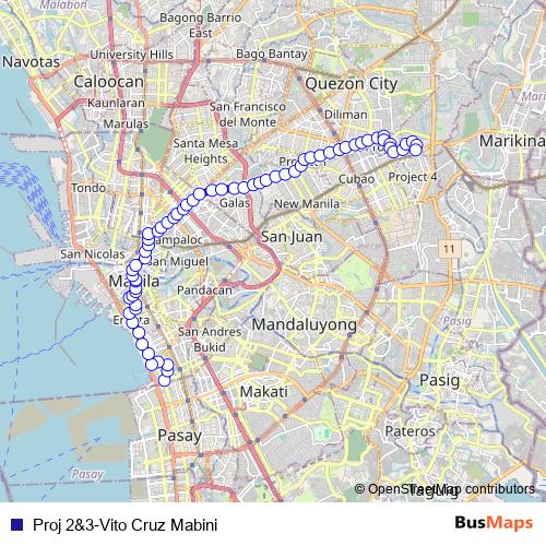 Proj 2&3-Vito Cruz Mabini bus Line Map