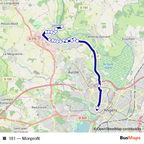 181 bus Line Map