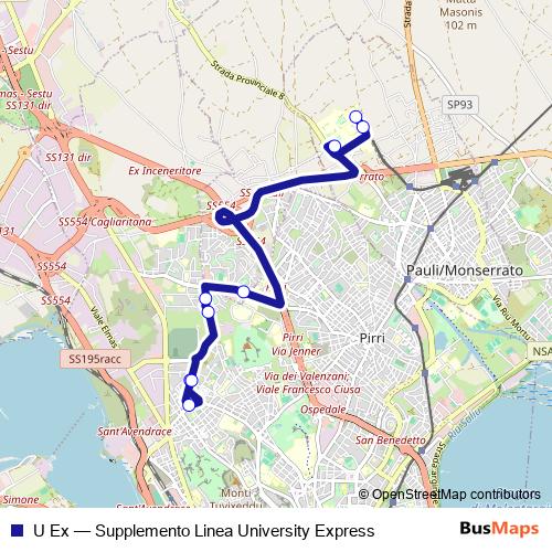 U Ex bus Line Map
