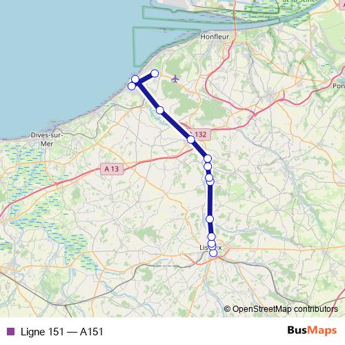 Ligne 151 bus Line Map