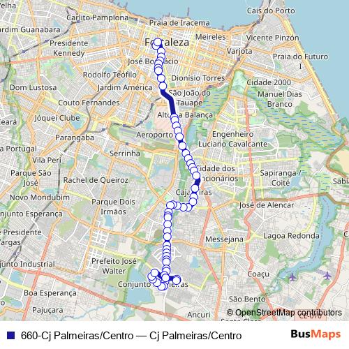 660-Cj Palmeiras/Centro bus Line Map