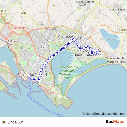 Linea 30r bus Line Map