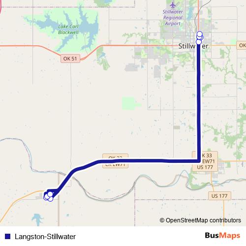 Langston-Stillwater bus Line Map
