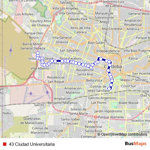 43 Ciudad Universitaria bus Line Map