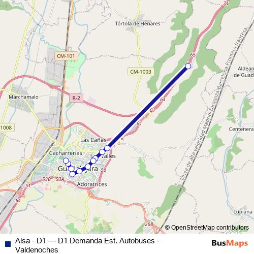Alsa - D1 bus Line Map