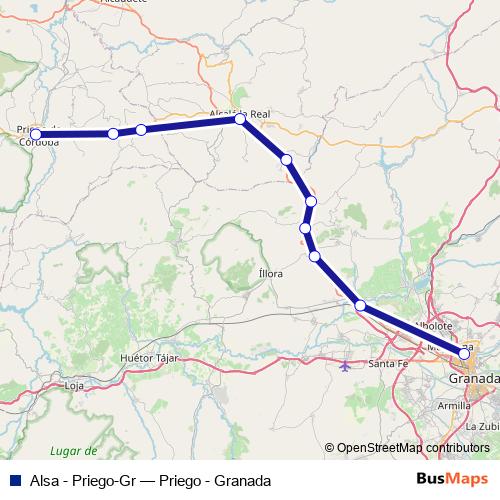 Alsa - Priego-Gr bus Line Map