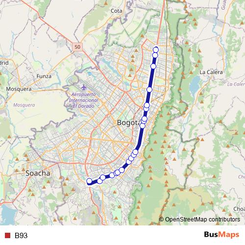 B93 bus Line Map