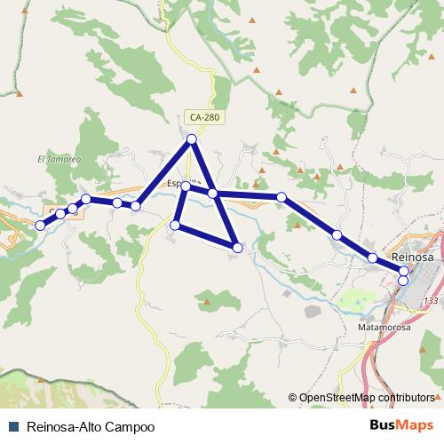 Reinosa-Alto Campoo bus Line Map