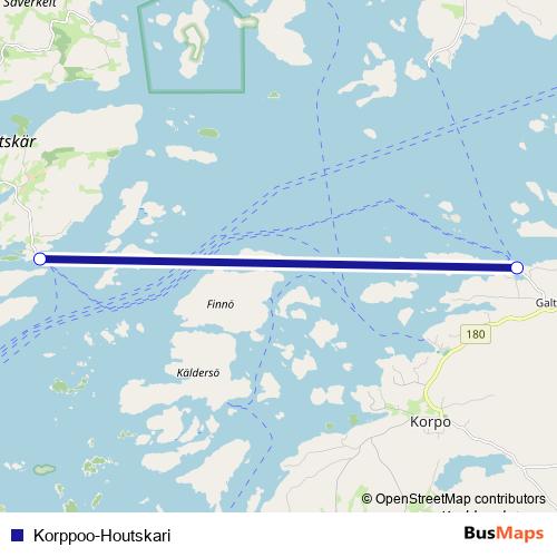 Korppoo-Houtskari ferry Line Map