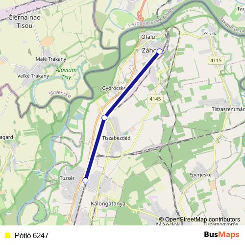 Pótló 6247 bus Line Map