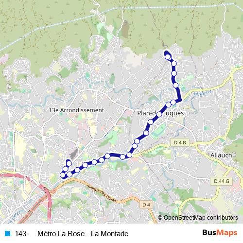 143 bus Line Map