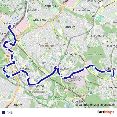 143 bus Line Map