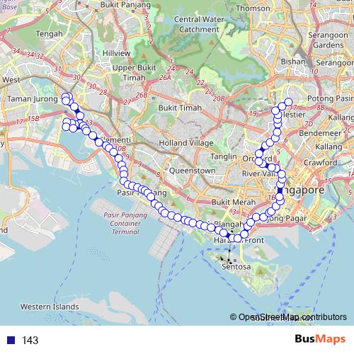 143 bus Line Map