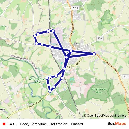 143 bus Line Map