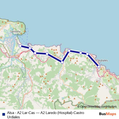 Alsa - A2 Lar-Cas bus Line Map