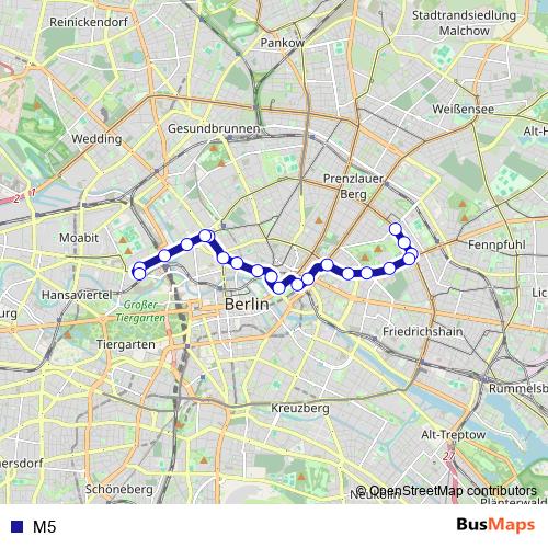 M5 tram Line Map