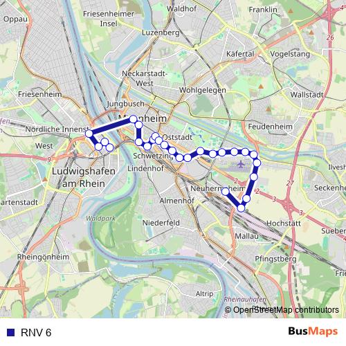 RNV 6 bus Line Map
