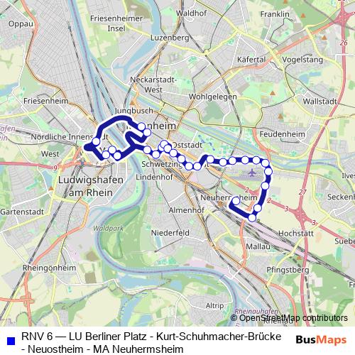 RNV 6 bus Line Map