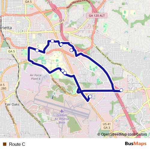 Route C bus Line Map