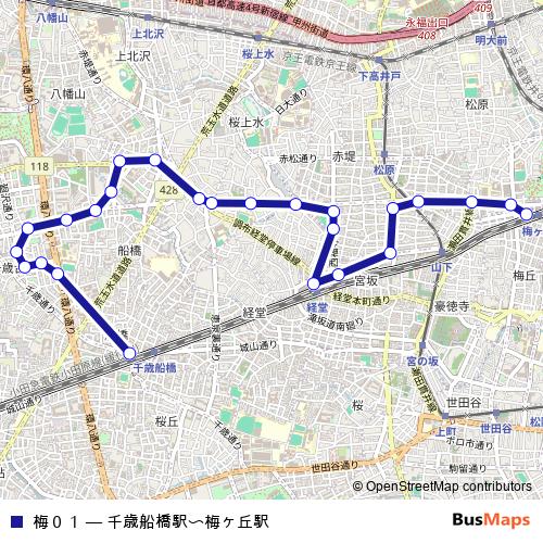 梅０１ bus Line Map