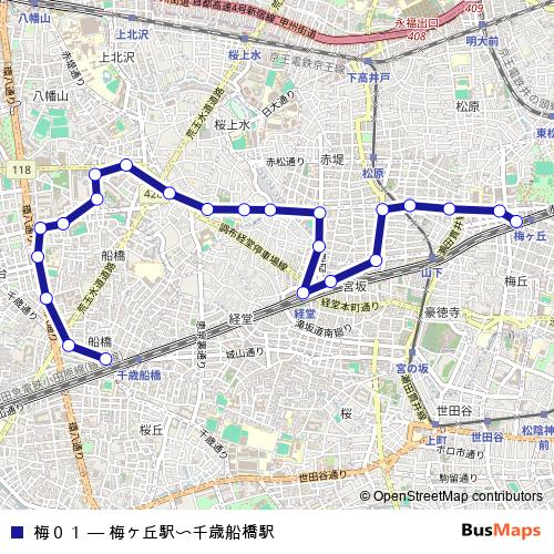梅０１ bus Line Map