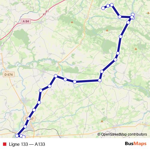 Ligne 133 bus Line Map
