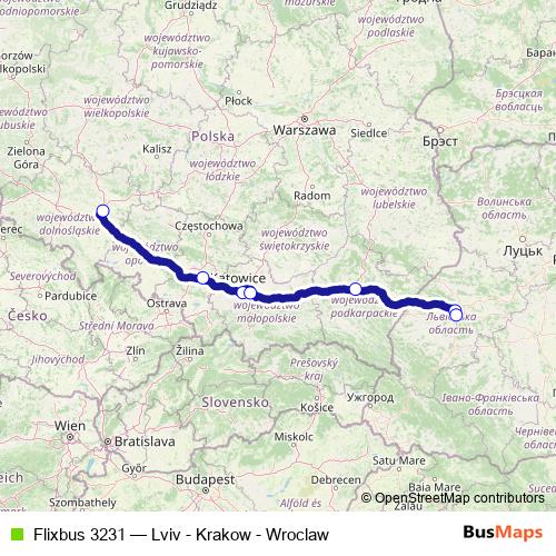 Flixbus 3231 bus Line Map