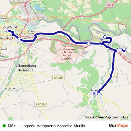 M6a bus Line Map