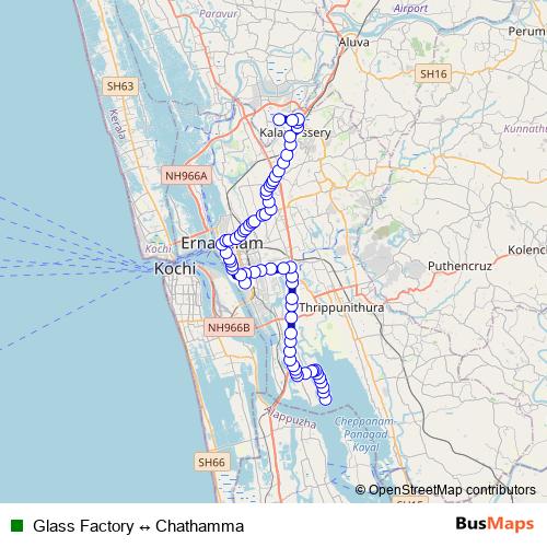 Glass Factory ↔ Chathamma bus Line Map