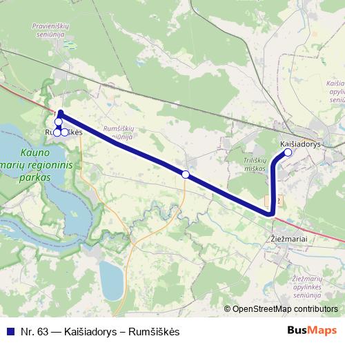 Nr. 63 bus Line Map