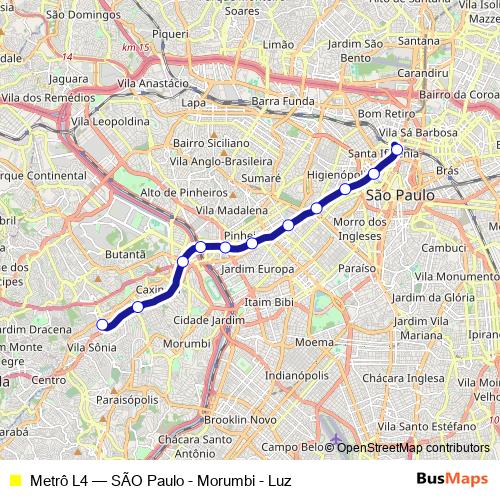 Metrô L4 metro Line Map