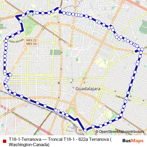 T18-1-Terranova bus Line Map