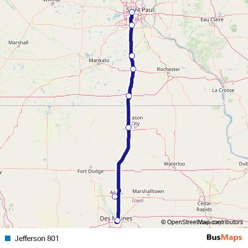 Jefferson 801 bus Line Map
