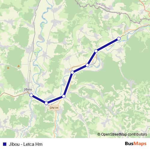 Jibou - Letca Hm rail Line Map