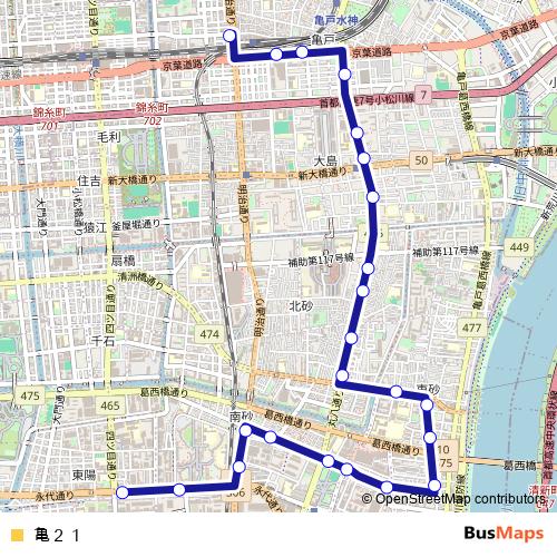 亀２１ bus Line Map