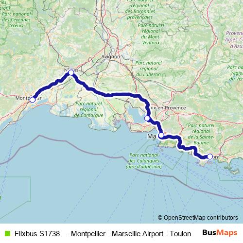 Flixbus S1738 bus Line Map