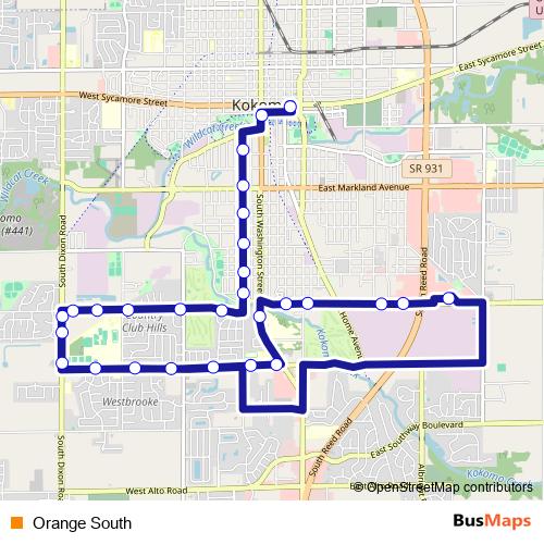 Orange South bus Line Map