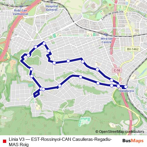Línia V3 bus Line Map
