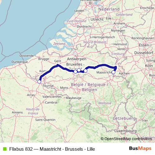 Flixbus 832 bus Line Map