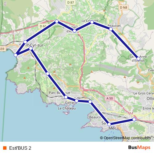 Esti'BUS 2 bus Line Map