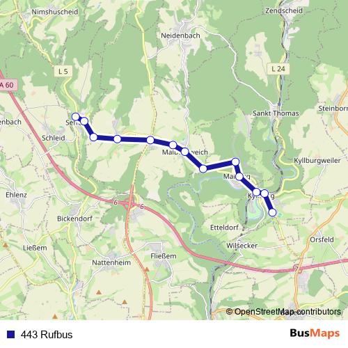 443 Rufbus bus Line Map