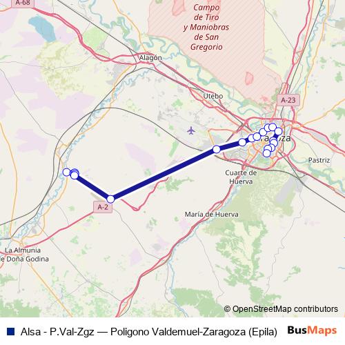 Alsa - P.Val-Zgz bus Line Map
